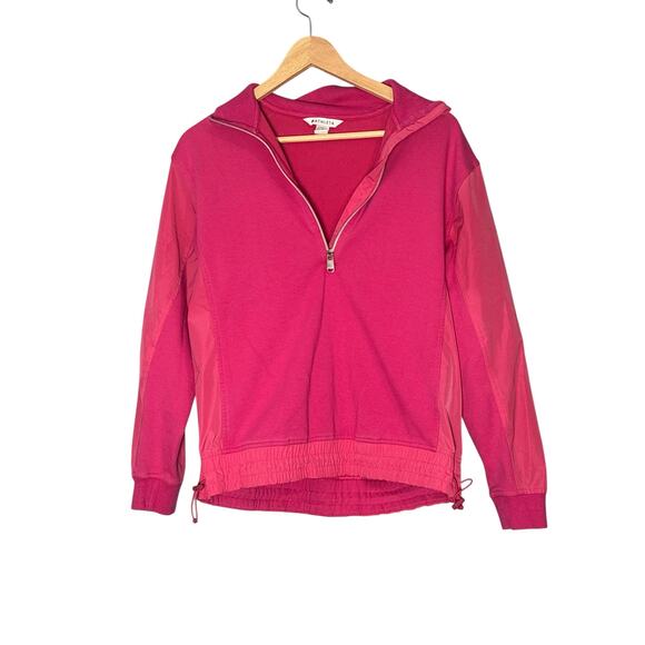 Athleta Triumph Hybrid Barbie Pink Quarter Zip - Picture 1 of 6